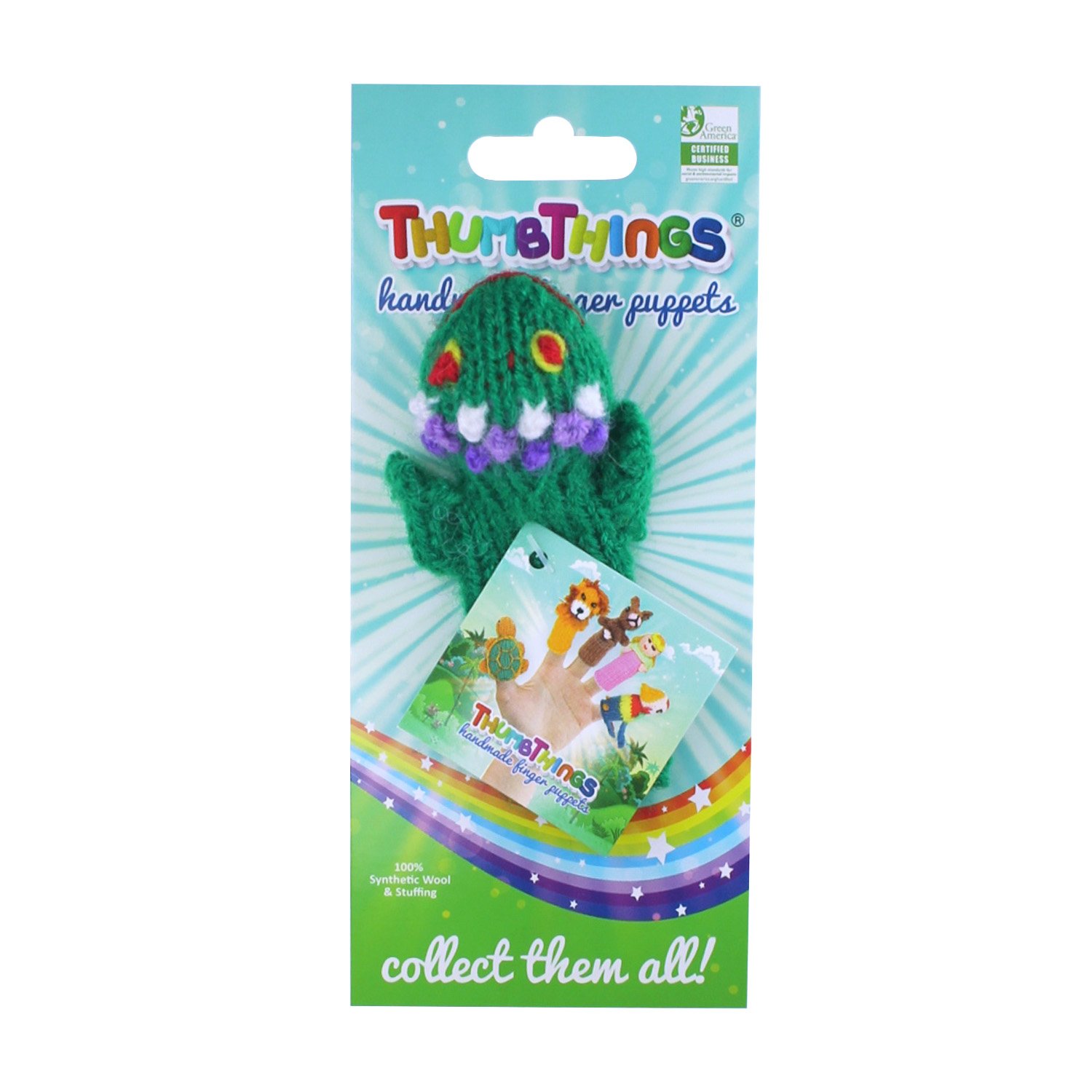 A vibrant purple Amazon Dart Frog Finger Puppet, handcrafted from eco-friendly materials, showcasing unique artisan details and colorful design.