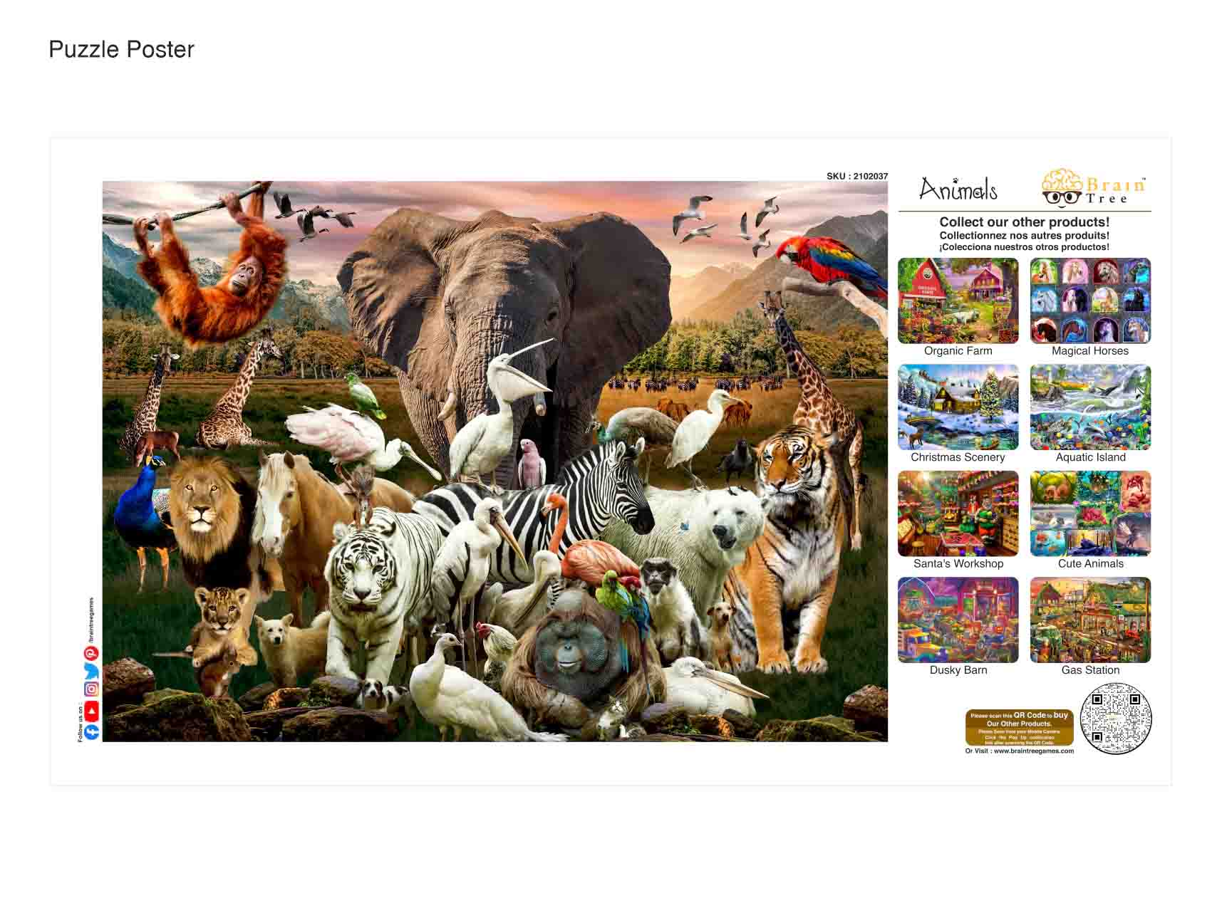 Colorful Animal Jigsaw Puzzle featuring various animals and birds, showcasing unique pieces and vibrant artwork.