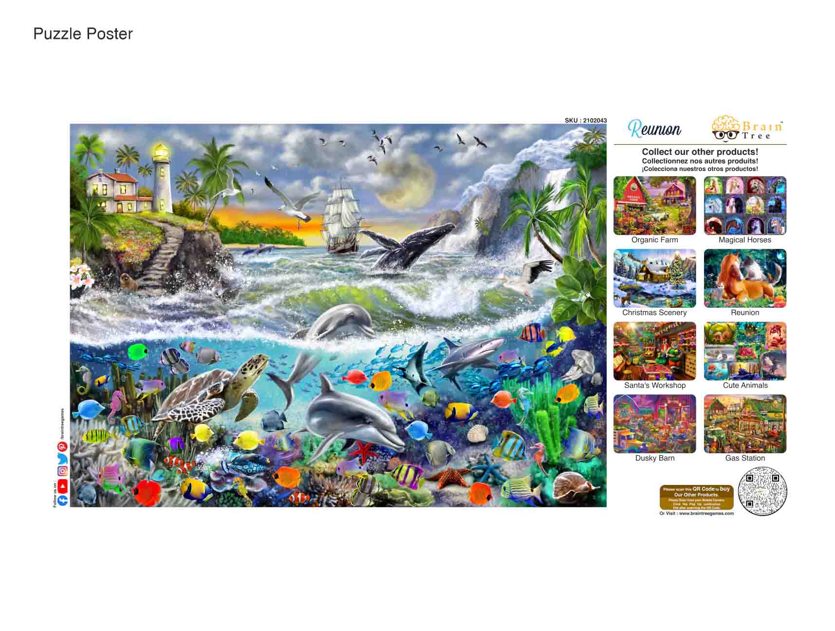 Aquatic Island Puzzles 1000 Piece showcasing vibrant aquatic life with unique puzzle pieces.
