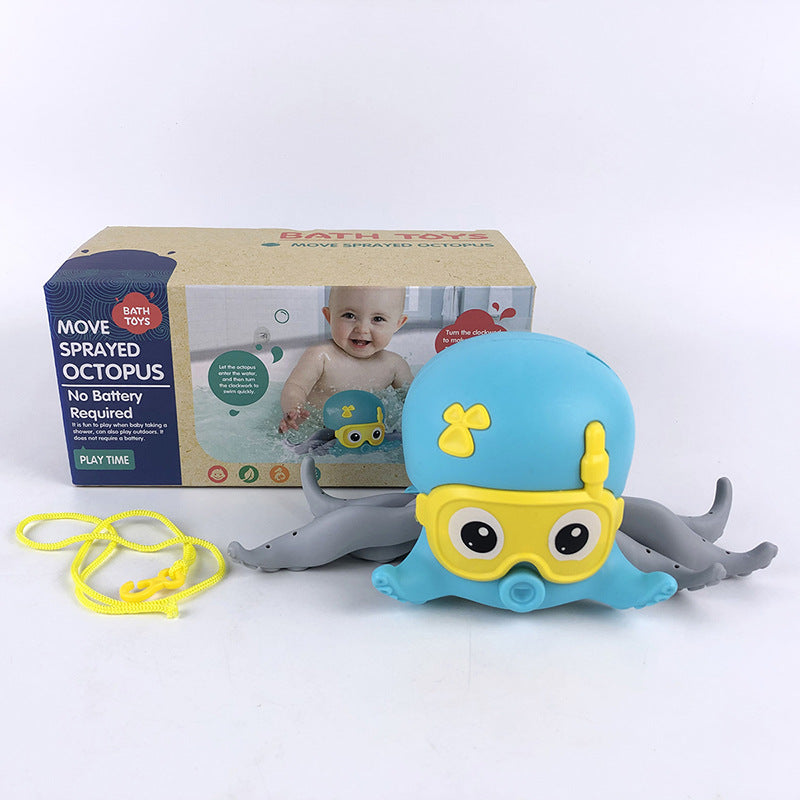 Colorful Bathing Bathtub Water Spring Floating Octopus Toy designed for children, showcasing its six crawling legs and vibrant colors.
