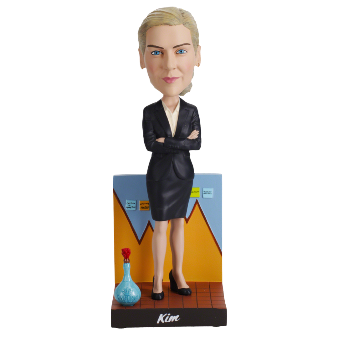 A detailed bobblehead figure of Kim Wexler from Better Call Saul, showcasing her professional attire and signature hairstyle.