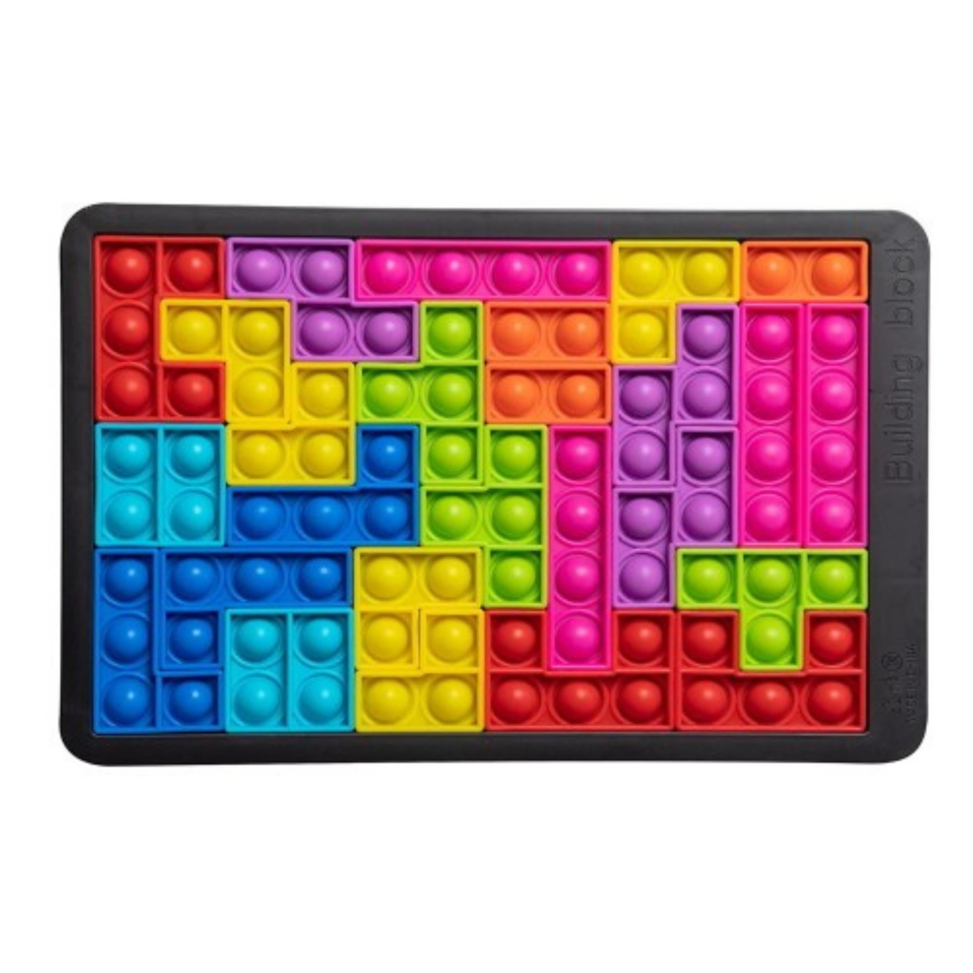 Colorful Bubble Pop-It Fidget Jigsaw Puzzle with various shapes and pieces for kids to play and pop.