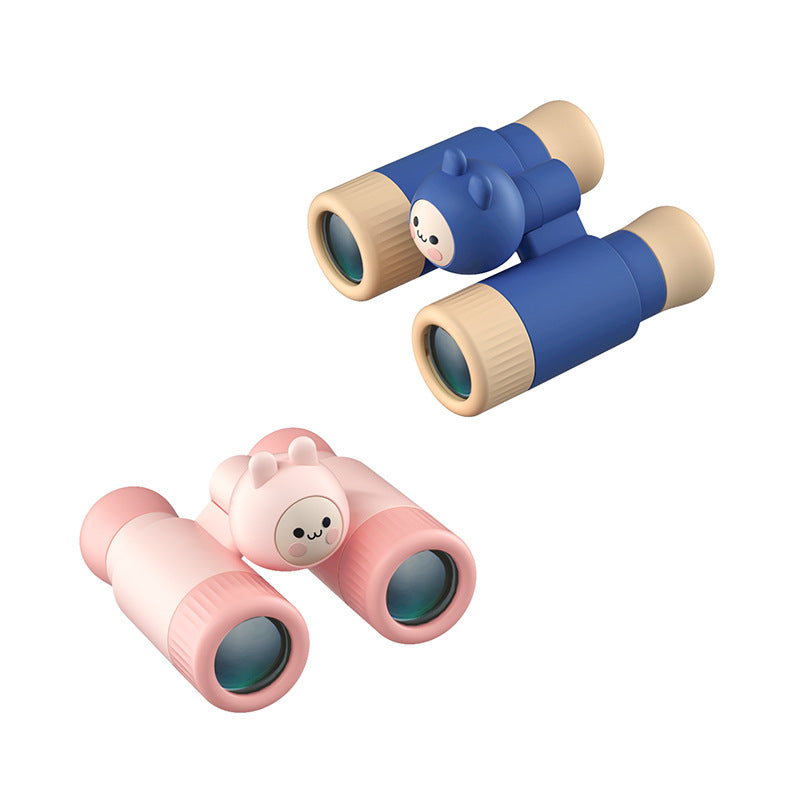 Children's binoculars telescope in pink and blue, featuring adjustable lenses and independent focusing wheels, designed for young explorers.