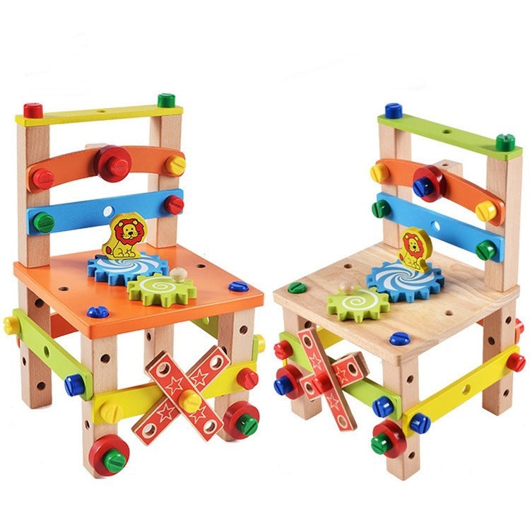 Colorful wooden building block toys designed for children, featuring various shapes and sizes for creative play.