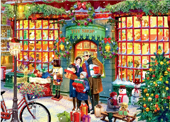 A beautifully designed 1000 piece Christmas Toys Jigsaw Puzzle featuring vibrant colors and unique shapes, perfect for family fun during the holiday season.