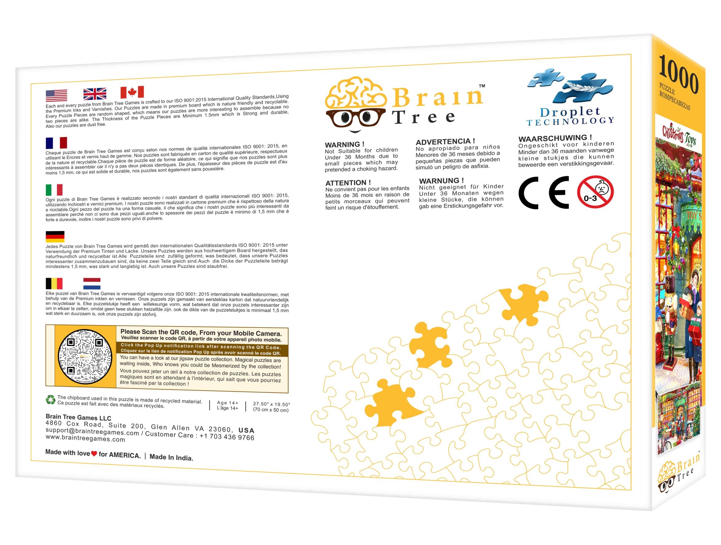 A beautifully designed 1000 piece Christmas Toys Jigsaw Puzzle featuring vibrant colors and unique shapes, perfect for family fun during the holiday season.