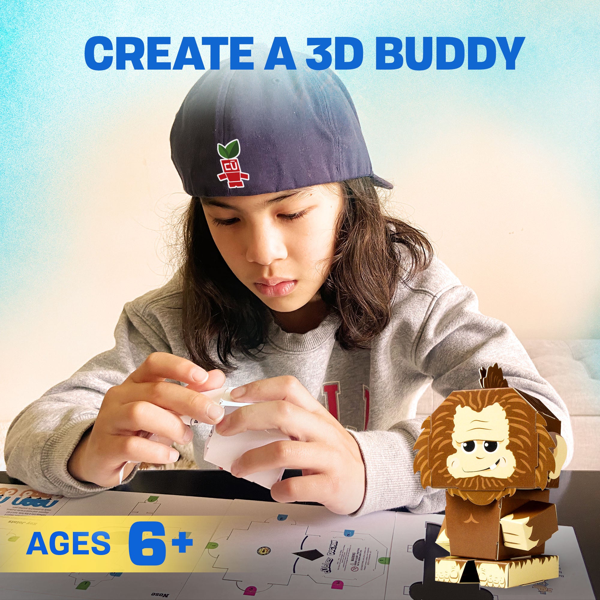 CUBLES BIG FOOT paper craft kit featuring poseable character pieces in vibrant colors, designed for creative play and learning.