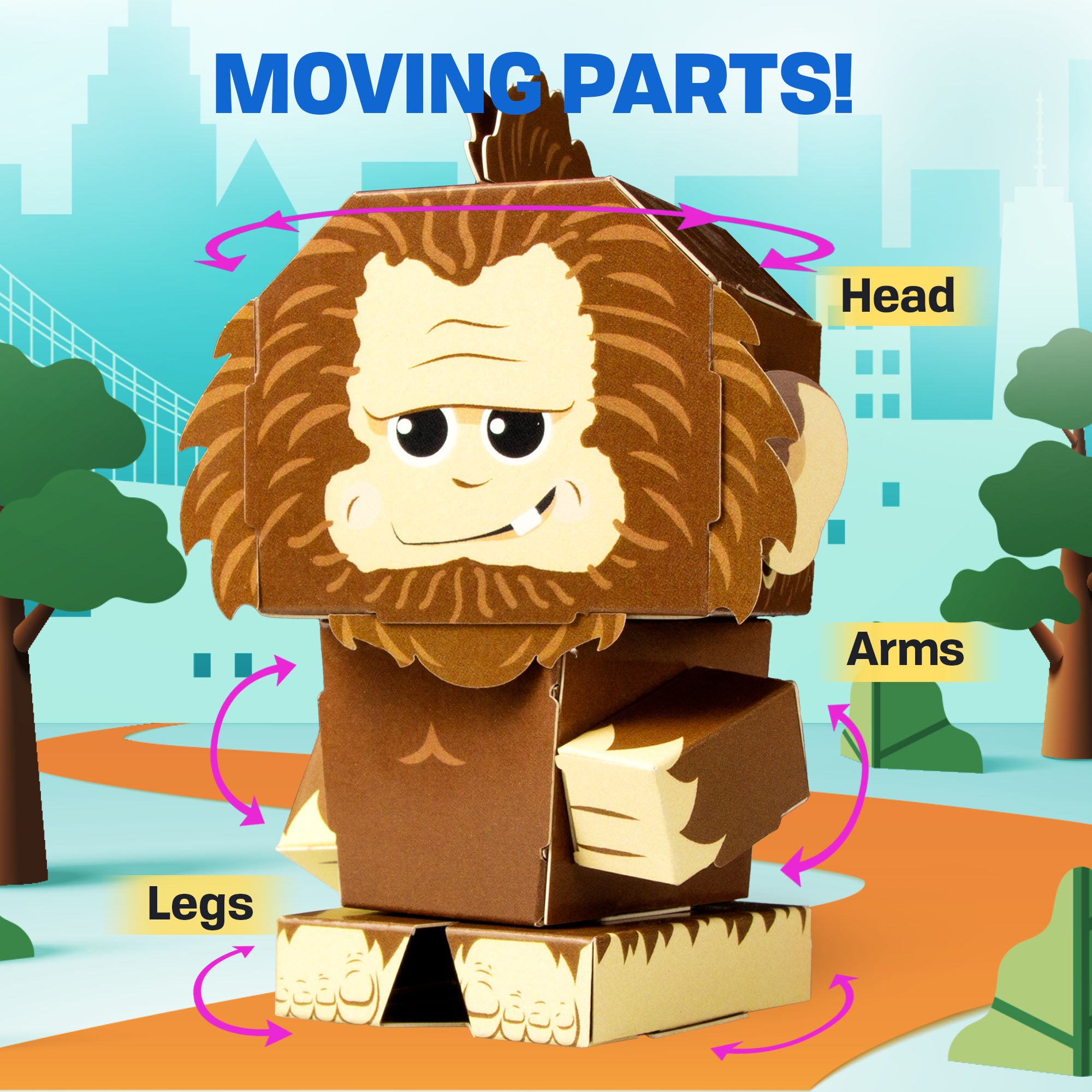 CUBLES BIG FOOT paper craft kit featuring poseable character pieces in vibrant colors, designed for creative play and learning.