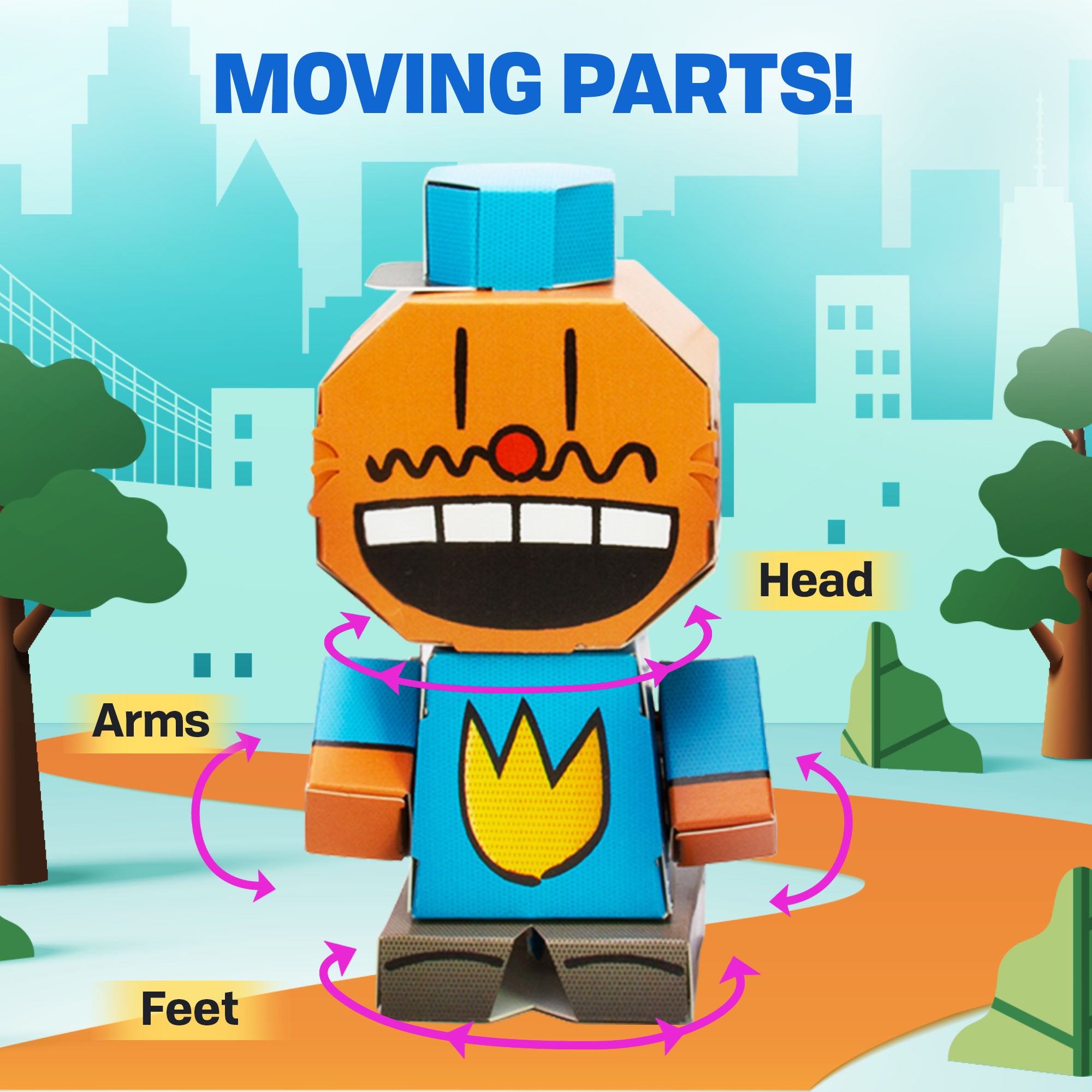 CUBLES Chief paper craft kit featuring poseable character pieces from the Dog Man series, designed for creative play and eco-friendly crafting.