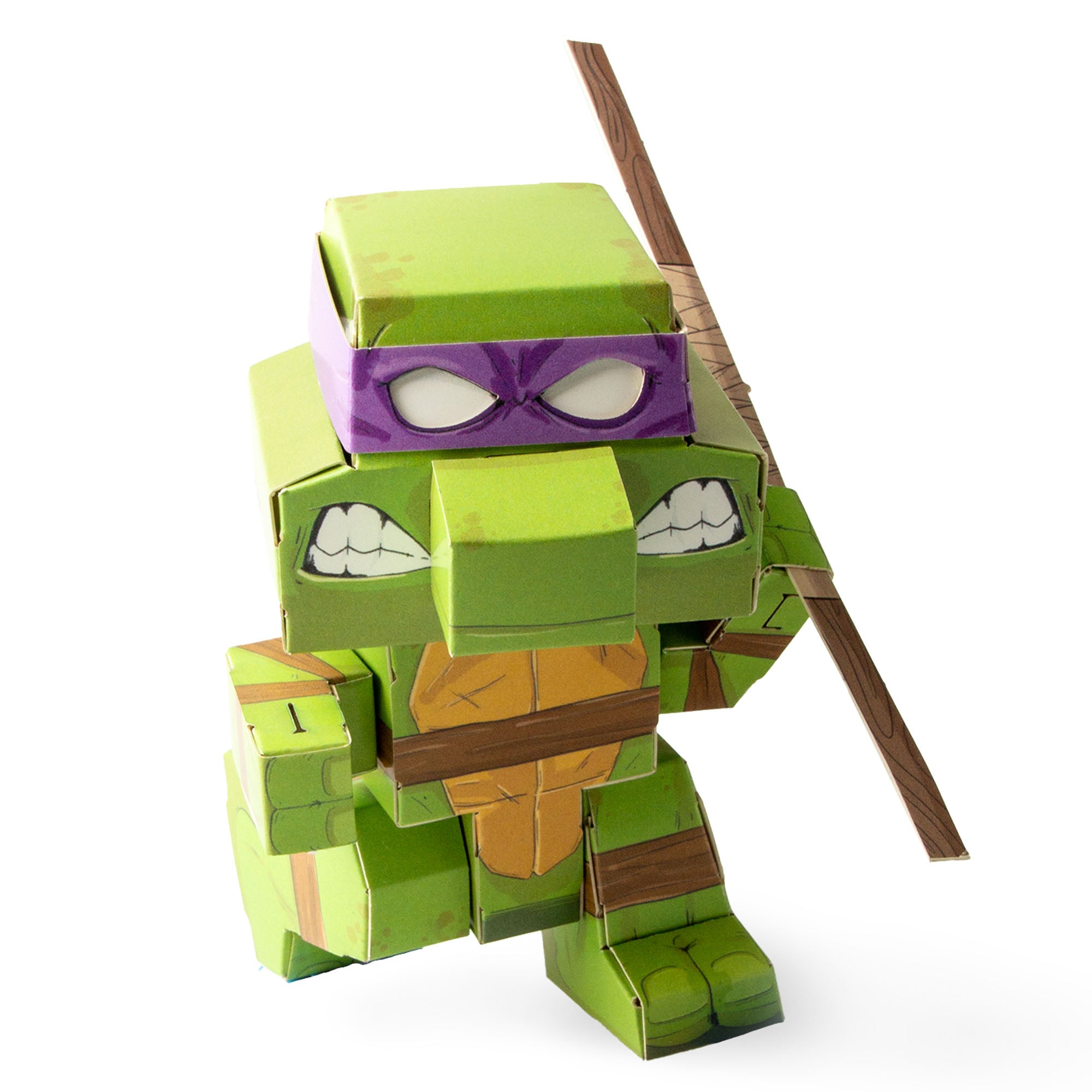 CUBLES Modern Teenage Mutant Ninja Turtles Donatello paper craft kit featuring precision-cut pieces for assembly.