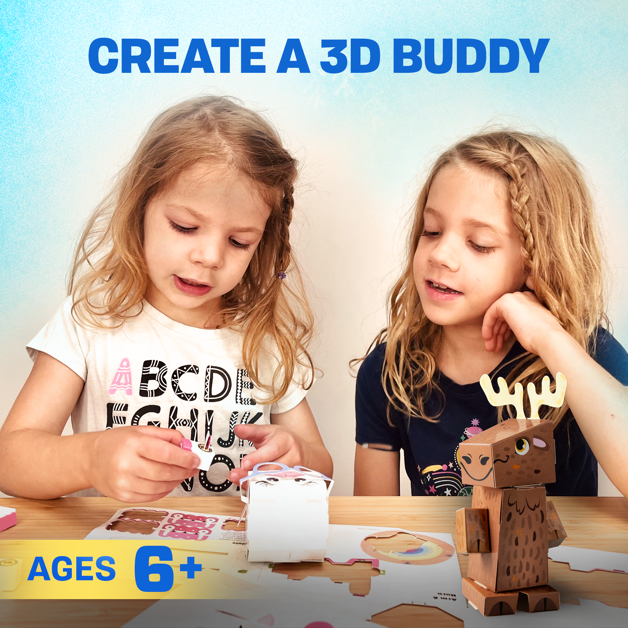 CUBLES North American Animals Moose paper craft kit featuring poseable moose character pieces in eco-friendly packaging.