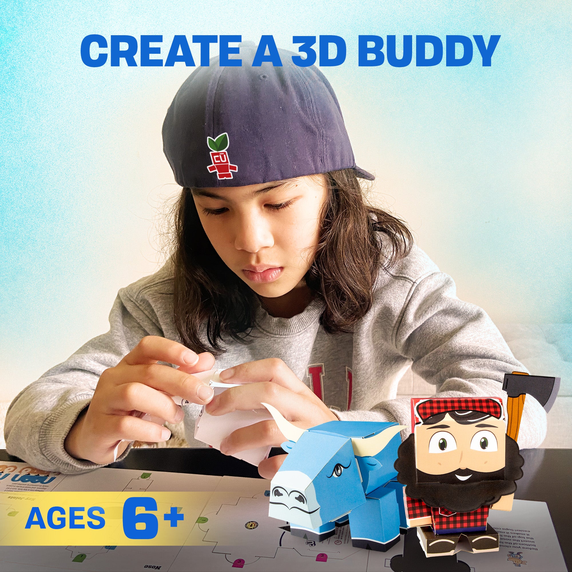 CUBLES Paul & Babe Set featuring colorful paper craft characters ready for assembly, showcasing creativity and eco-friendly materials.