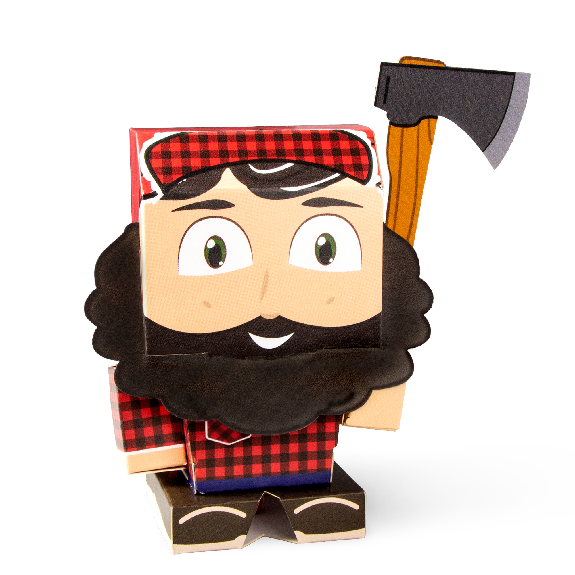 CUBLES Paul Bunyan paper craft kit featuring precision-cut pieces for assembly, designed for children aged 6 and up.