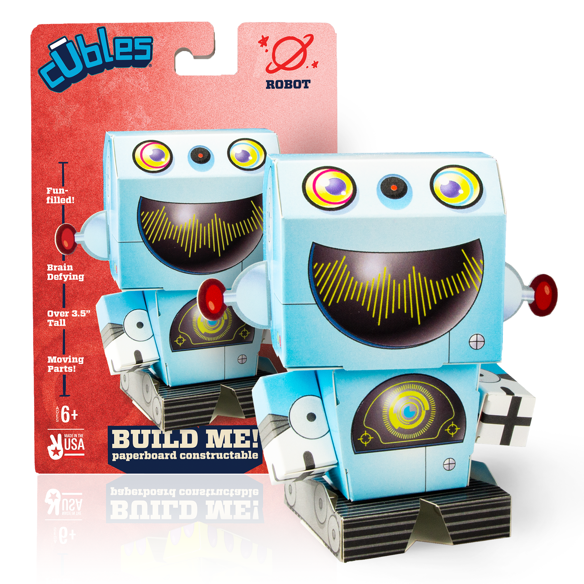 CUBLES Robot paper craft kit featuring colorful poseable characters for creative play.