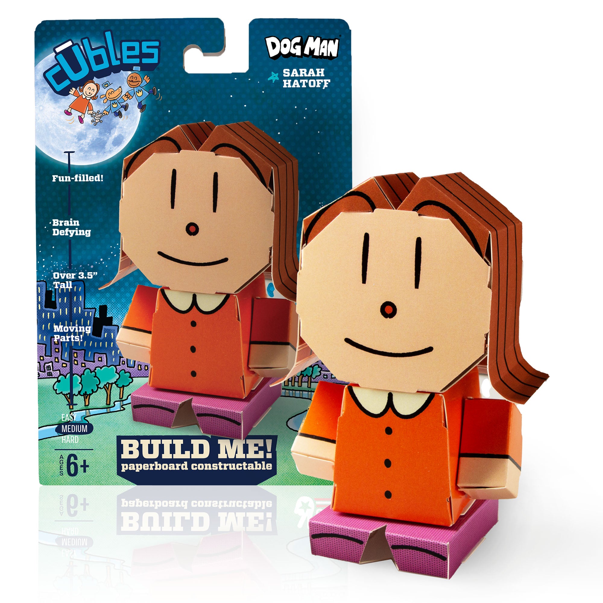 CUBLES Sarah Hatoff paper craft kit featuring poseable character pieces for creative play, designed for children aged 6 and up.