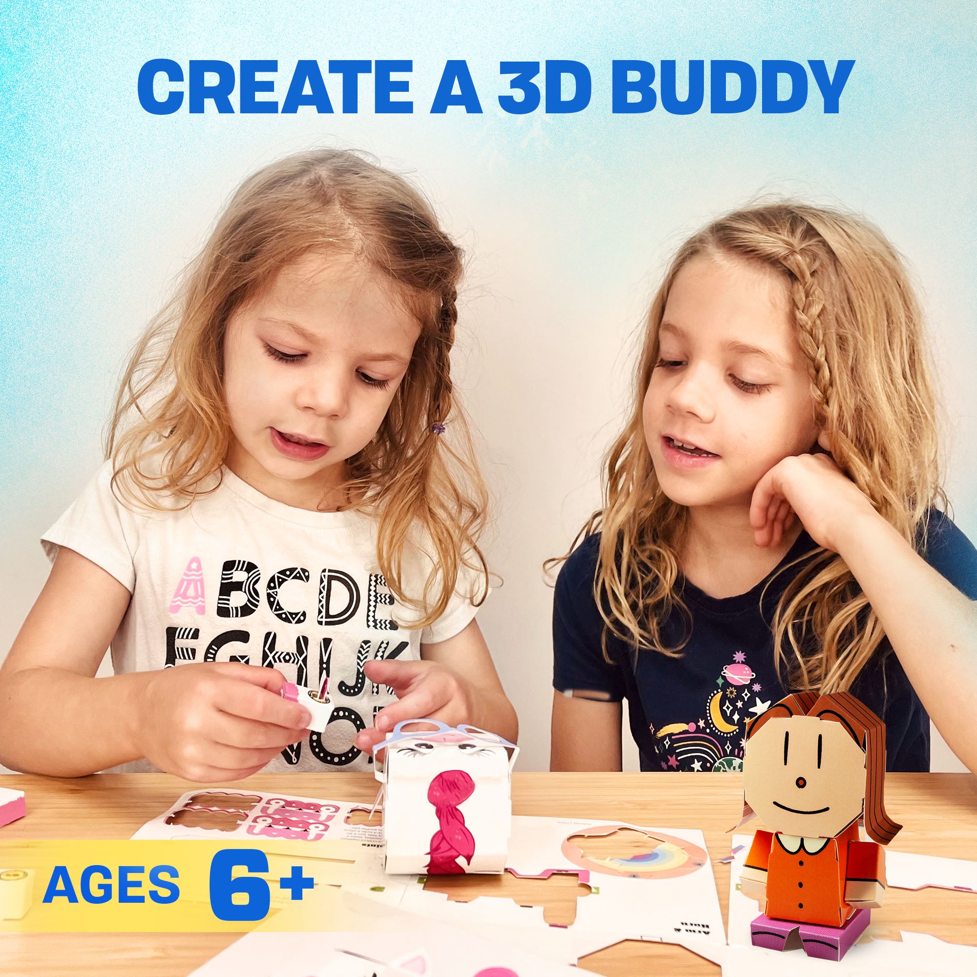 CUBLES Sarah Hatoff paper craft kit featuring poseable character pieces for creative play, designed for children aged 6 and up.