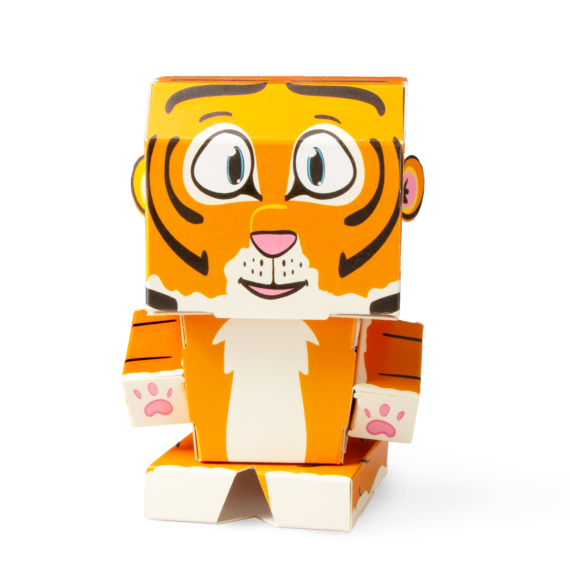 CUBLES Tiger paper craft kit featuring poseable character pieces in vibrant colors, designed for children aged 6 and up.