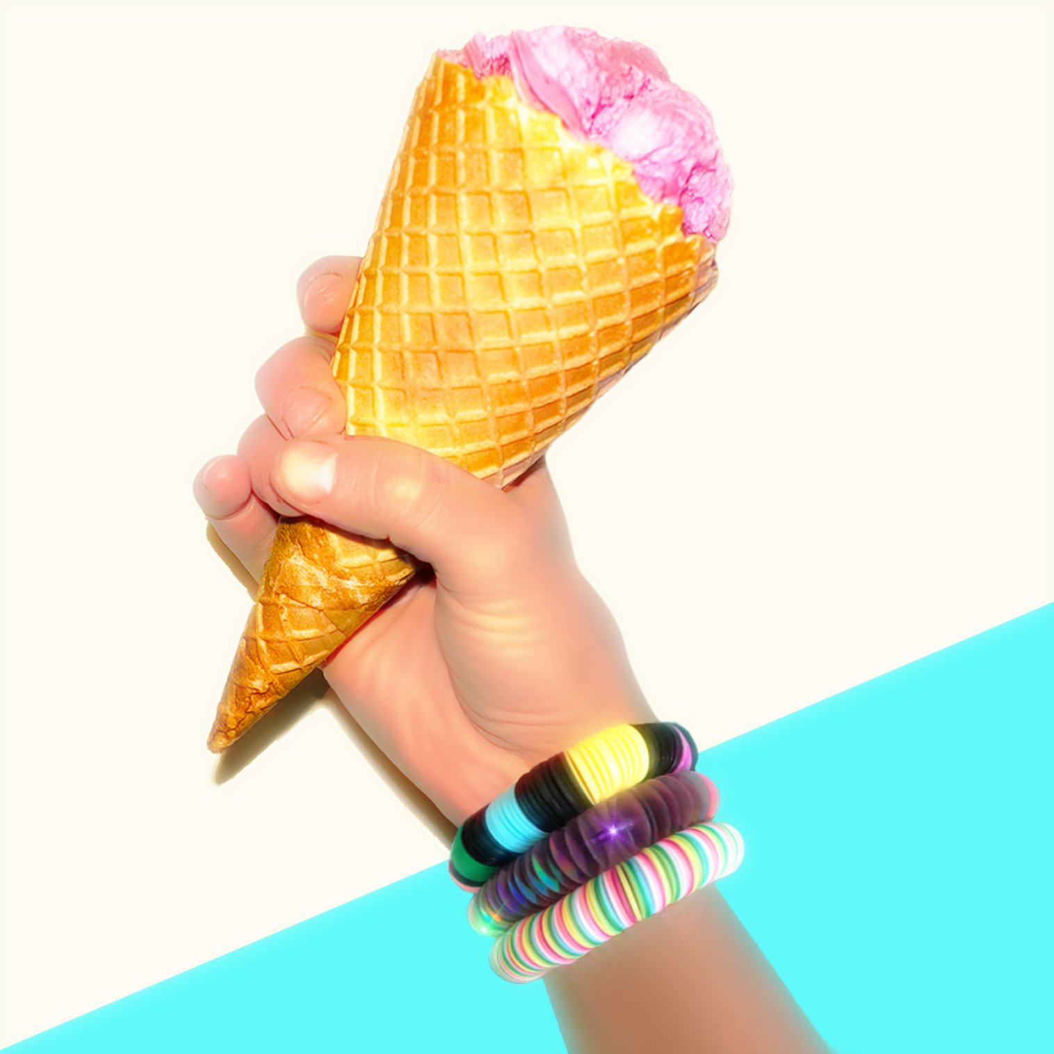 DIY Bracelet Kit - Funfetti Edition featuring colorful holographic sequins, elastic cord, and spacer beads for crafting three unique bracelets.