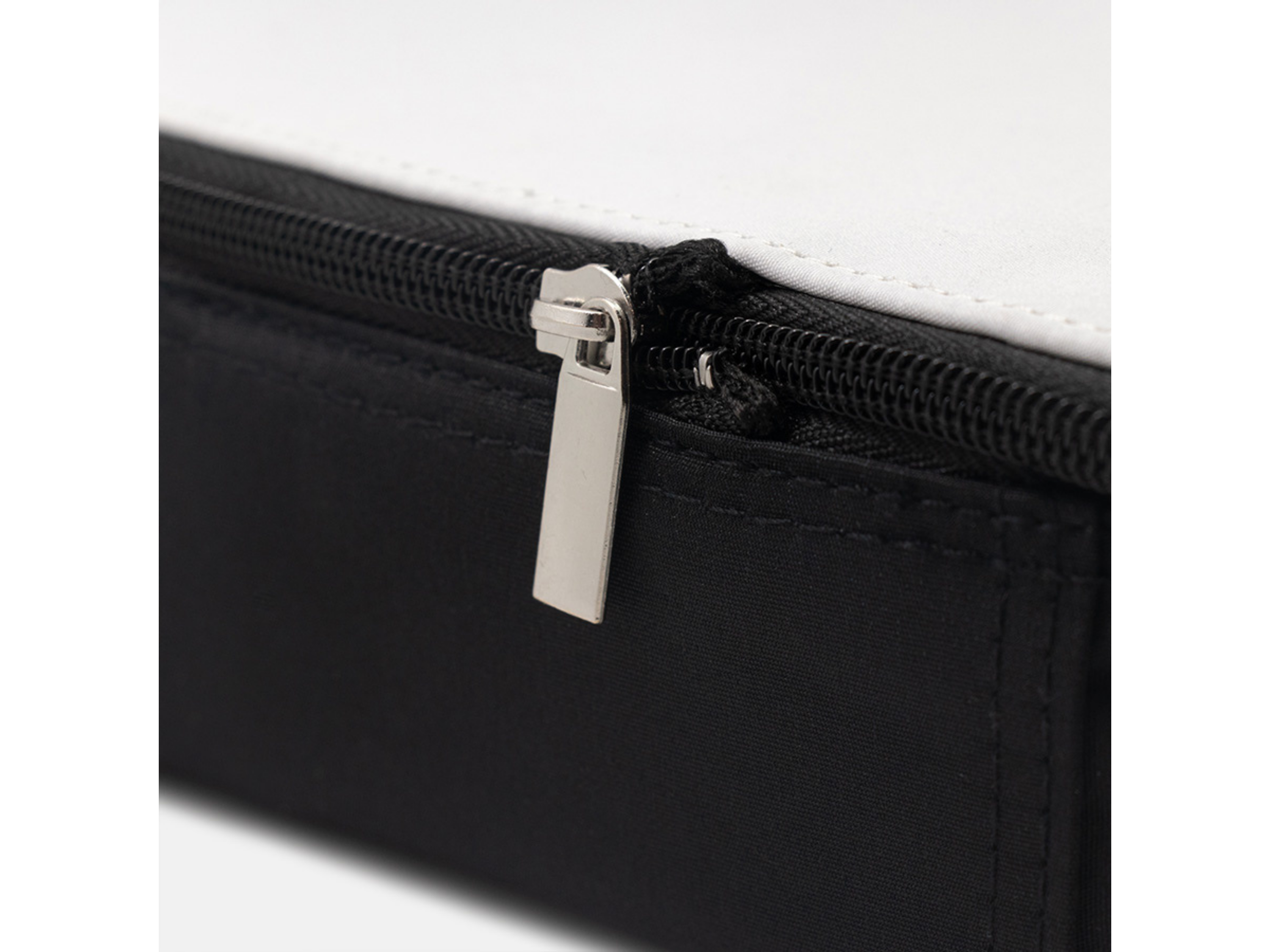 Close-up of a bag zipper.