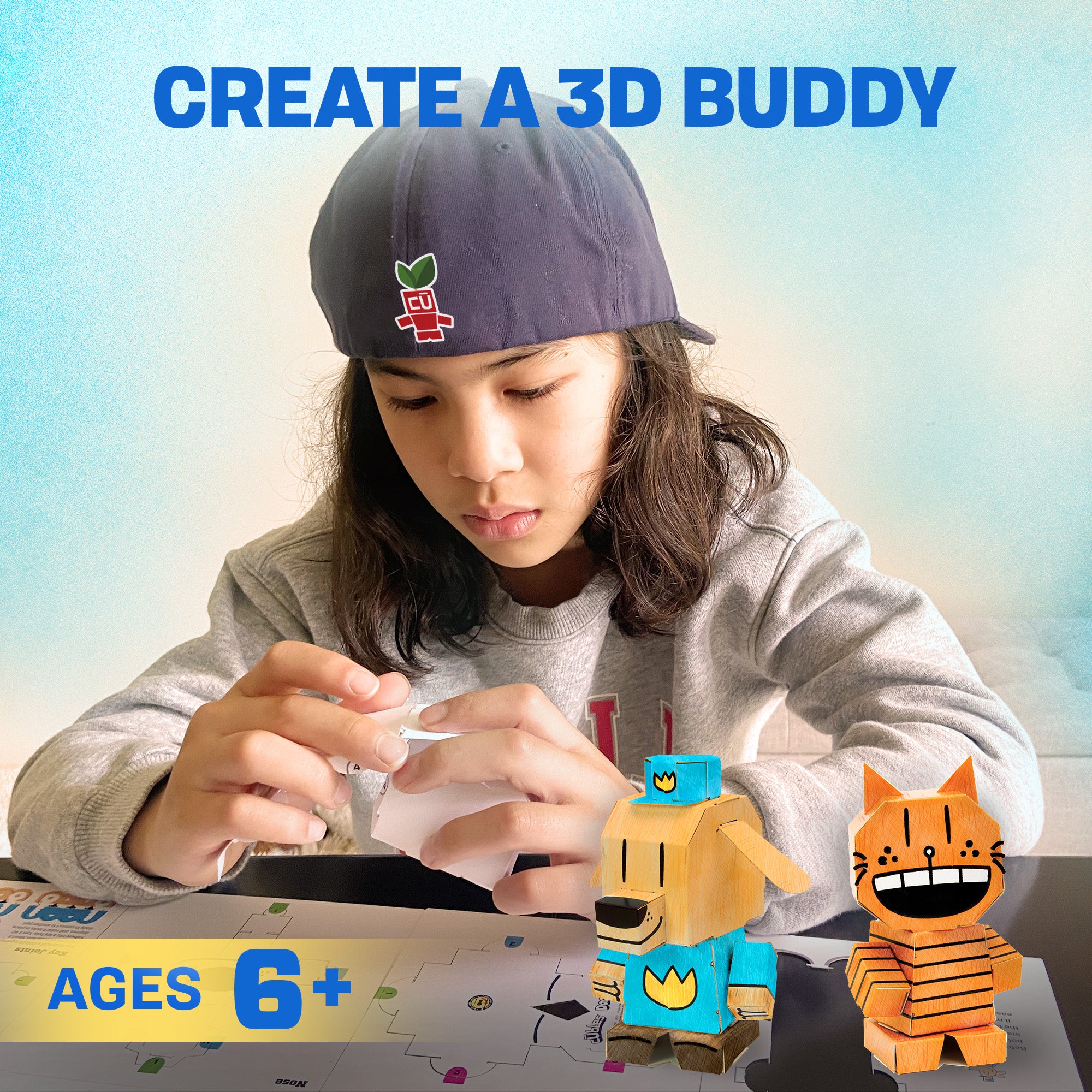 Dog Man Color Me Cubles Set featuring Dog Man, Petey, and Philly character kits for creative crafting.