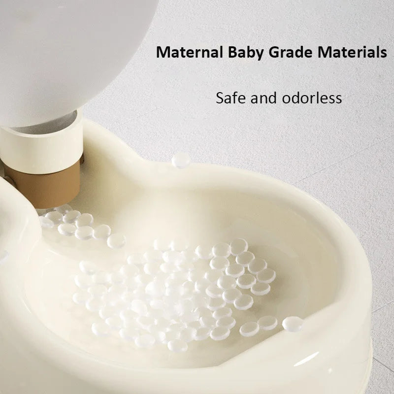 Lightweight portable dog water bottle in green, designed for outdoor travel with a wide drinking tank and stable base.