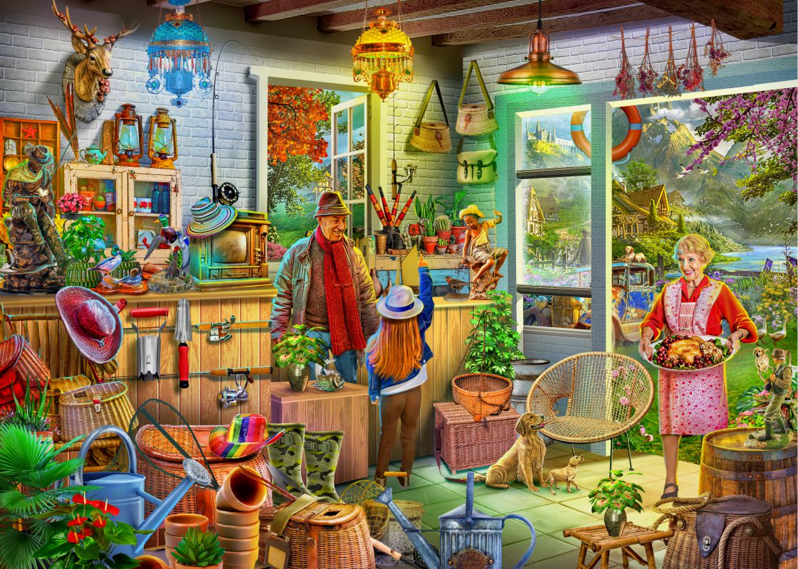 Fishing Shed Jigsaw Puzzle with 1000 unique pieces, showcasing a serene fishing scene.