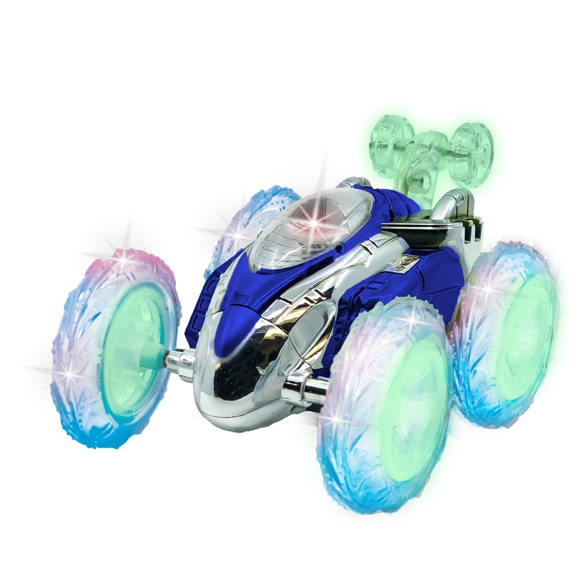 Flipster Chameleon Color Select Stunt Car in vibrant colors with LED lights, showcasing its unique design and features.