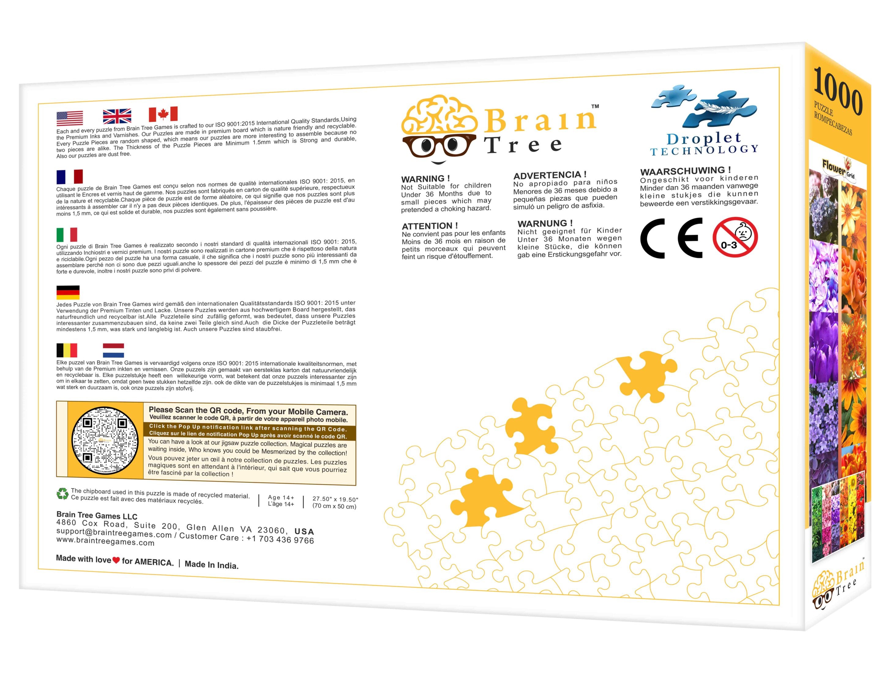 A vibrant 1000-piece Flower Grid Jigsaw Puzzle showcasing various flowers and plants, beautifully arranged for an engaging puzzling experience.