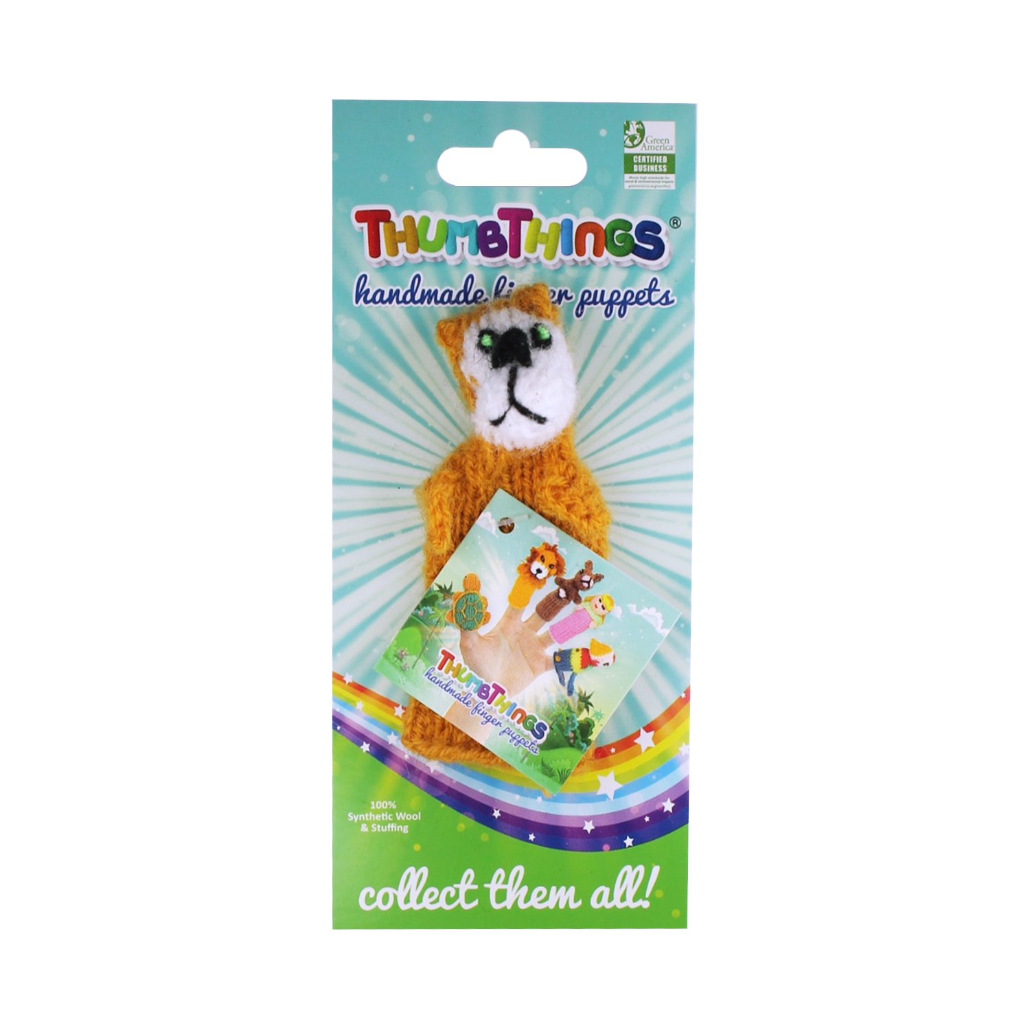 Handcrafted eco-friendly Fox Finger Puppet made from nylon yarn, showcasing unique colors and design, perfect for imaginative play.