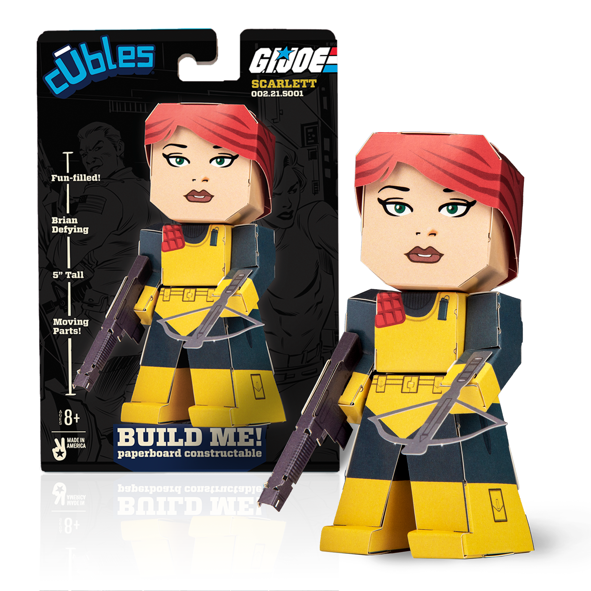 G.I. Joe CUBLES - Scarlett paper craft kit featuring poseable character pieces for creative assembly.