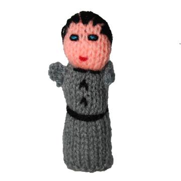 A colorful Groom Finger Puppet made from synthetic wool, showcasing intricate handcrafted details, perfect for imaginative play.