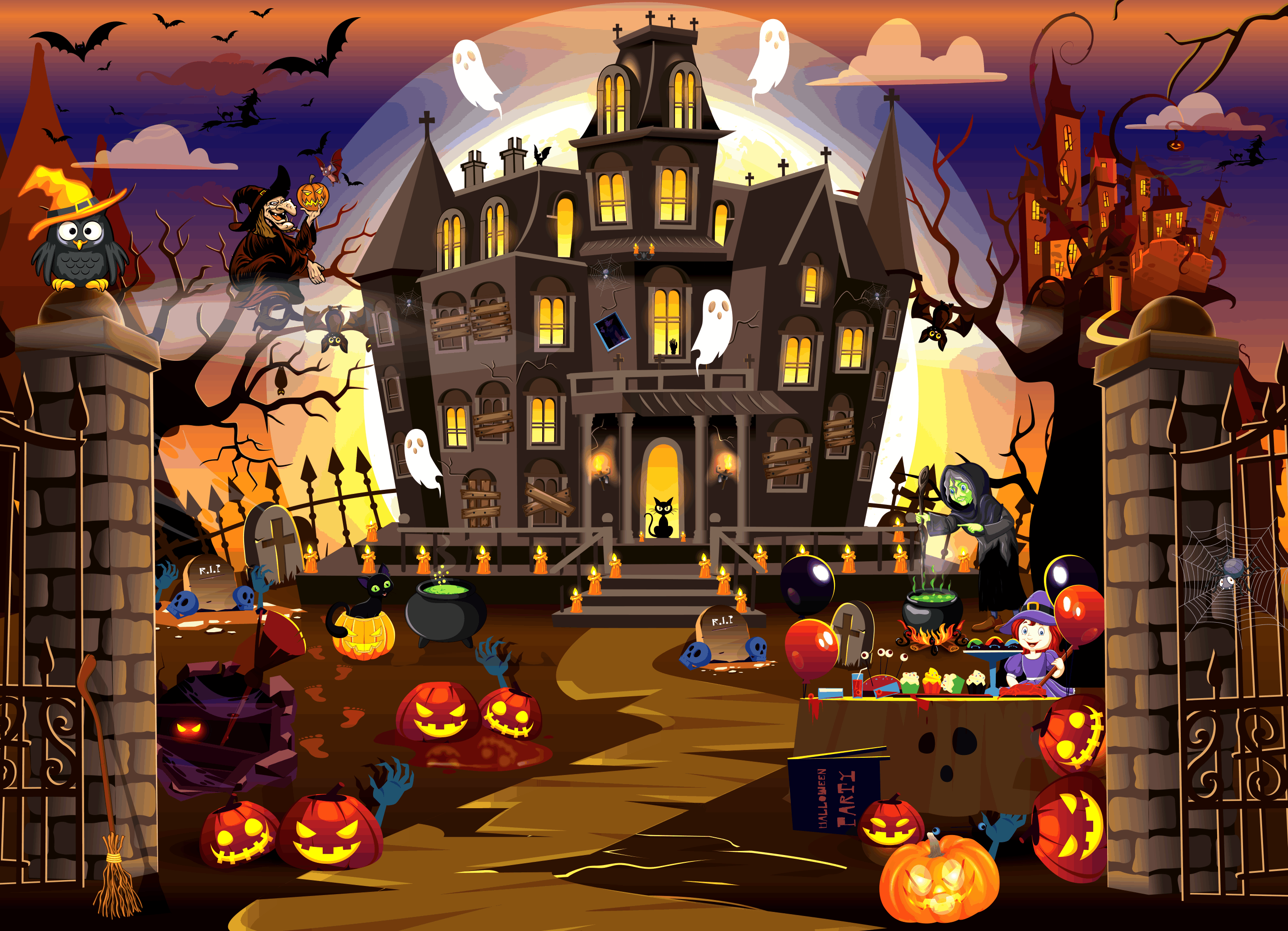 Halloween House Jigsaw Puzzle featuring ghosts and creepy creatures, 1000 pieces, perfect for Halloween fun.