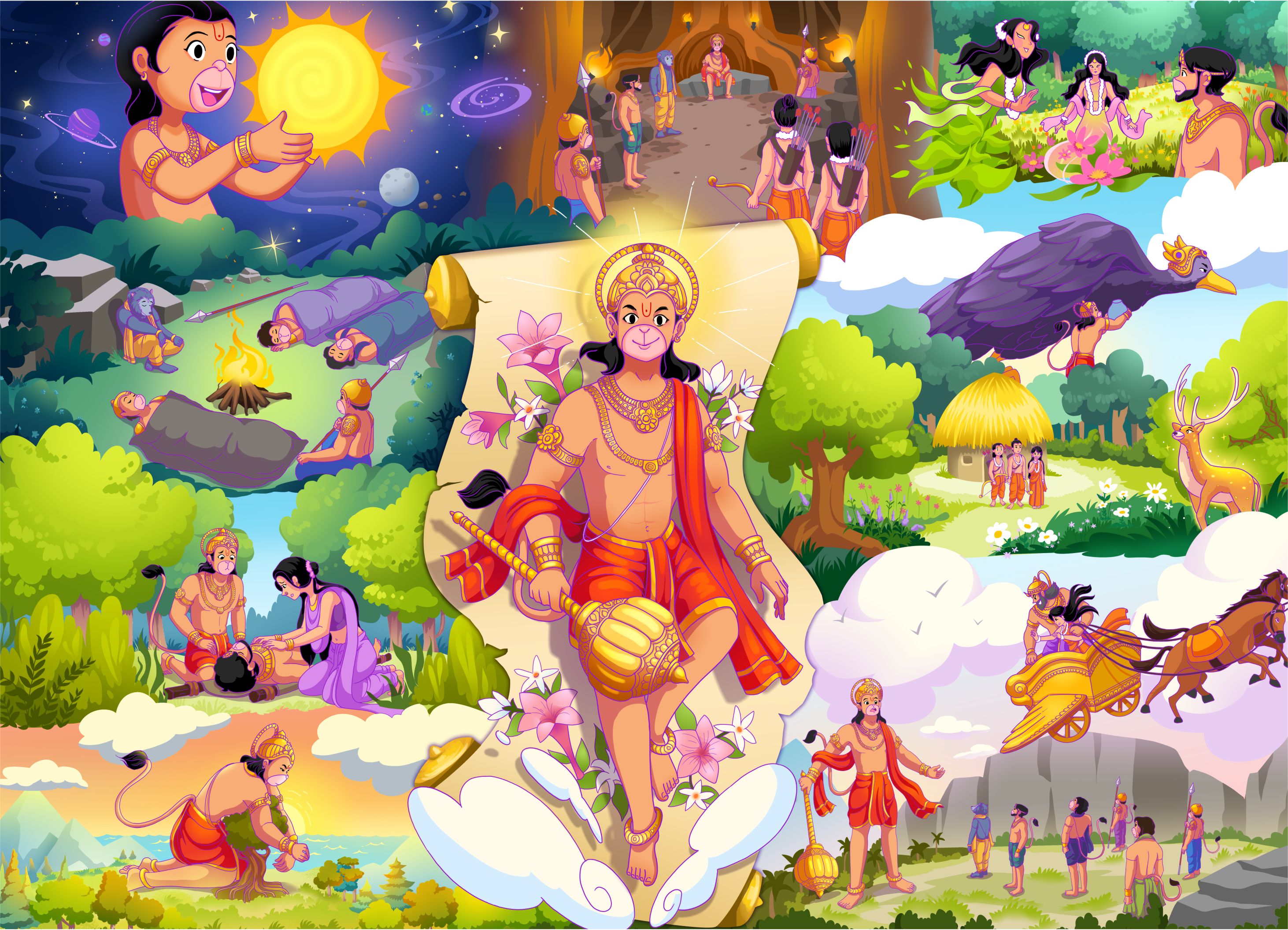 Hanuman Episode 1 Jigsaw Puzzle featuring vibrant artwork and unique pieces, showcasing Hindu mythology.