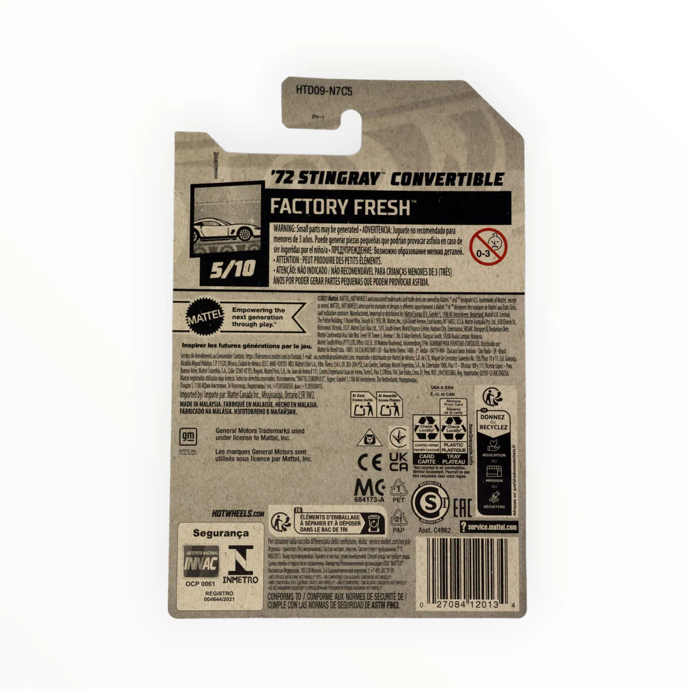 Hot Wheels Factory Fresh '72 Stingray Convertible in vibrant red, showcasing detailed die-cast design.