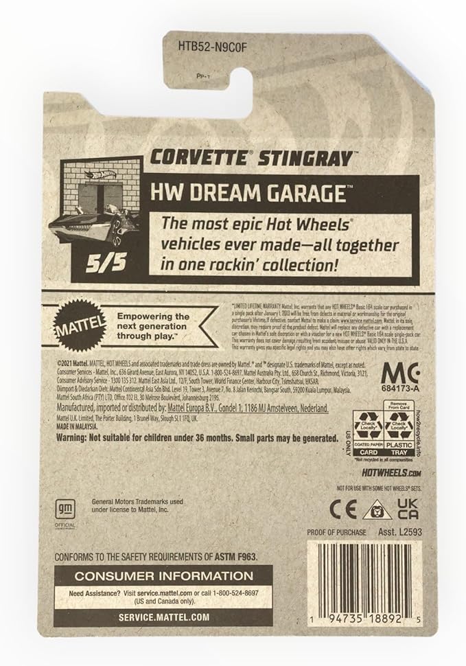 Hot Wheels HW Dream Garage 2024 featuring die-cast models including Custom Otto, Mazda Autozam Texas Toot, and Corvette Stingray.