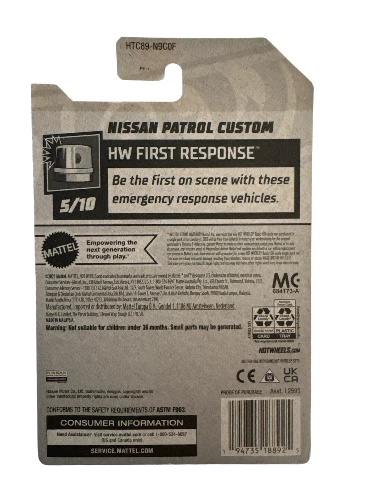 Hot Wheels HW First Response 2024 model featuring a green '15 Dodge Charger SRT die-cast car, perfect for collectors and kids aged 3+.