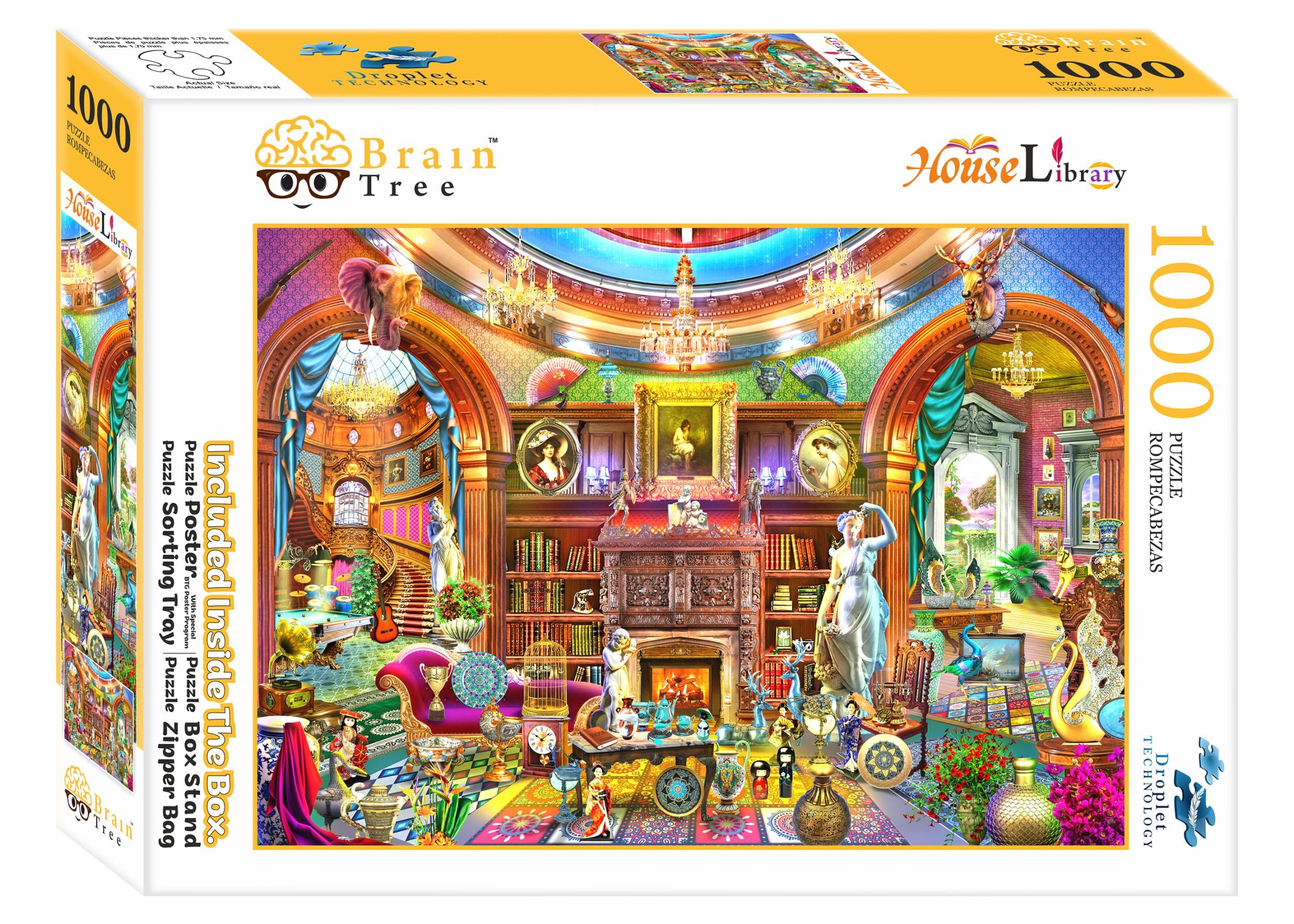 House Library Jigsaw Puzzle featuring 1000 unique pieces with vibrant colors and a creative design.
