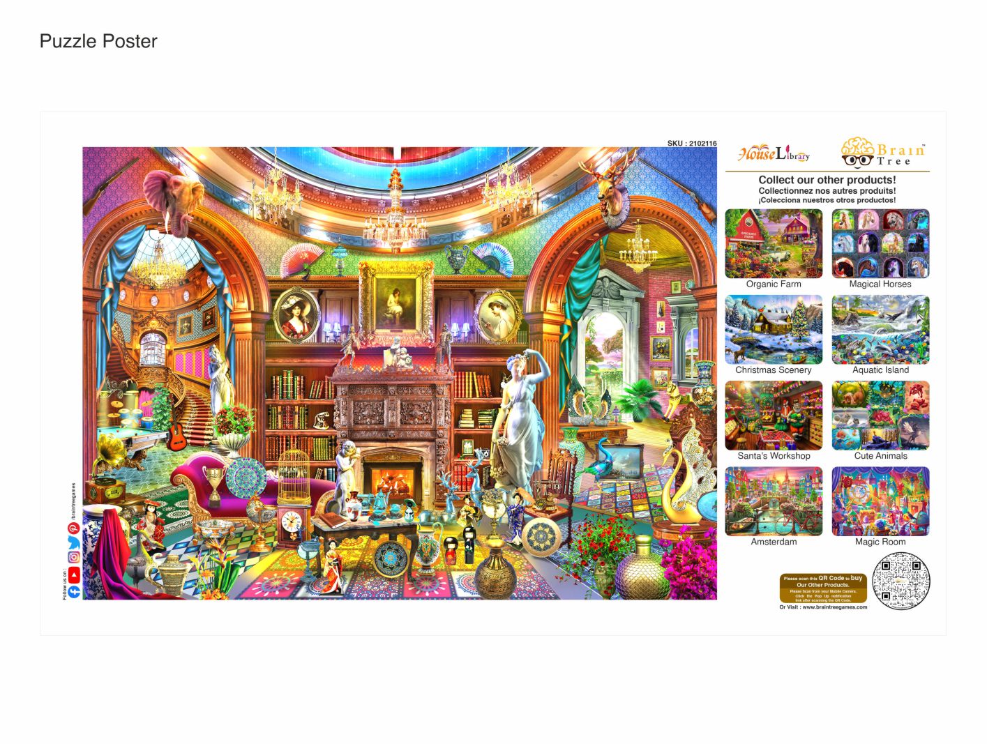 House Library Jigsaw Puzzle featuring 1000 unique pieces with vibrant colors and a creative design.