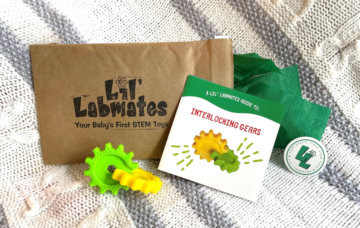 Colorful interlocking gears designed for children's play and education, showcasing various sizes and colors.