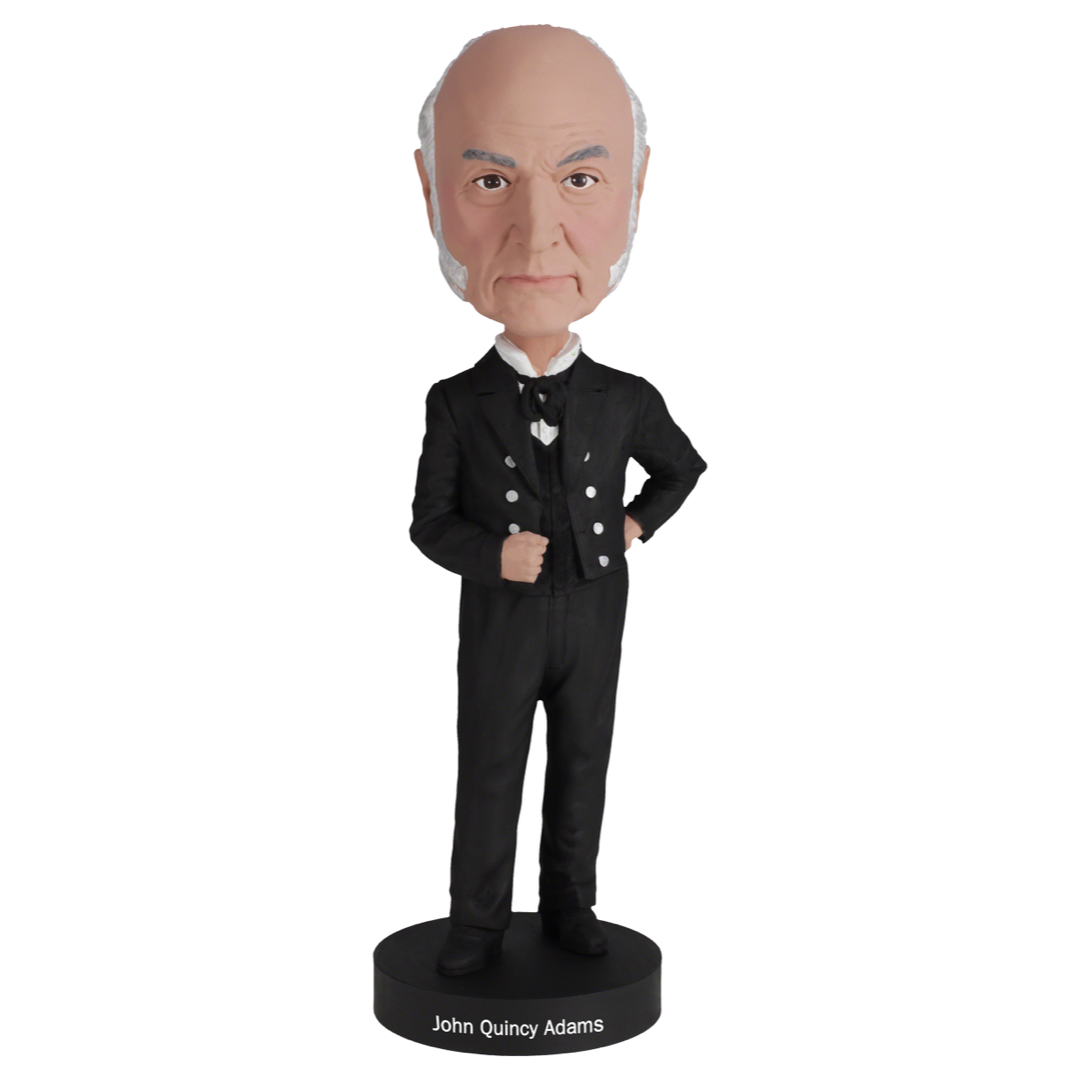 John Quincy Adams Bobblehead featuring detailed craftsmanship and historical likeness.