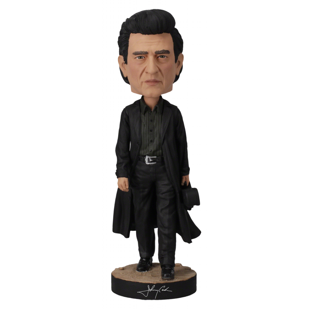 Johnny Cash Bobblehead featuring detailed craftsmanship and iconic black attire.