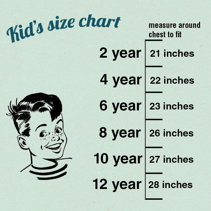 Kid's chest measurement size chart.