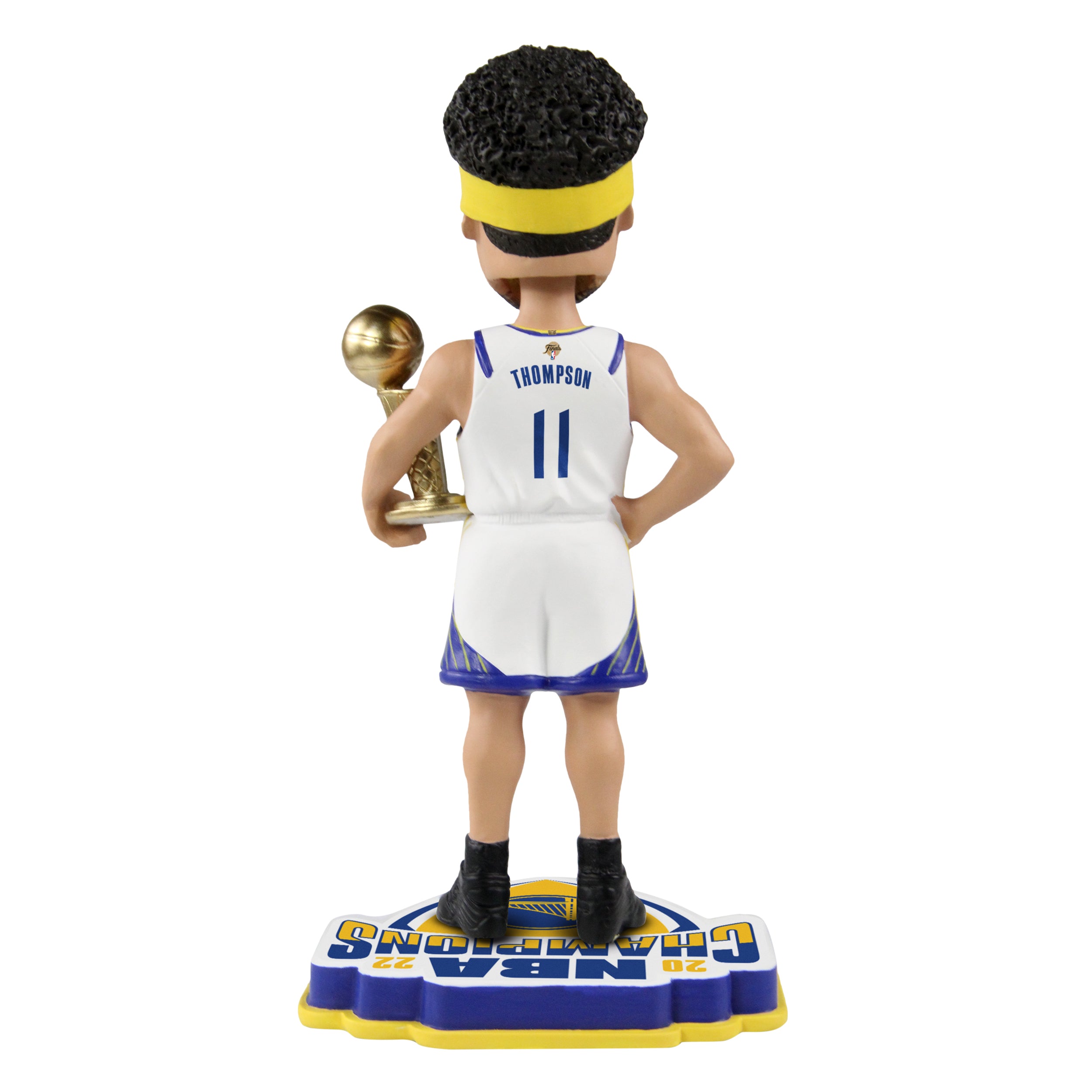 Handcrafted Klay Thompson bobblehead celebrating the Golden State Warriors' 2022 NBA Championship, approximately 8 inches tall.