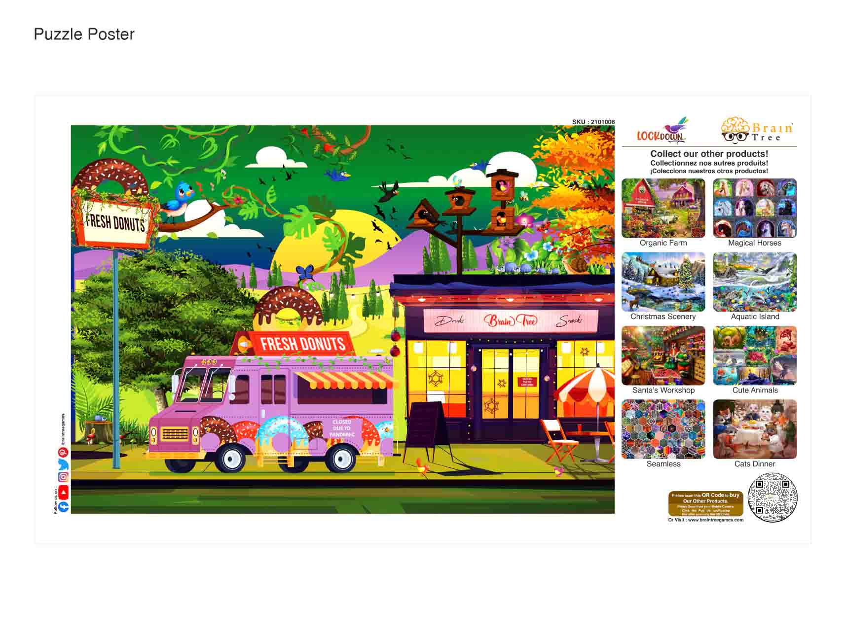 Lockdown Jigsaw Puzzle featuring a closed donut shop and blooming nature, showcasing 1000 unique pieces.