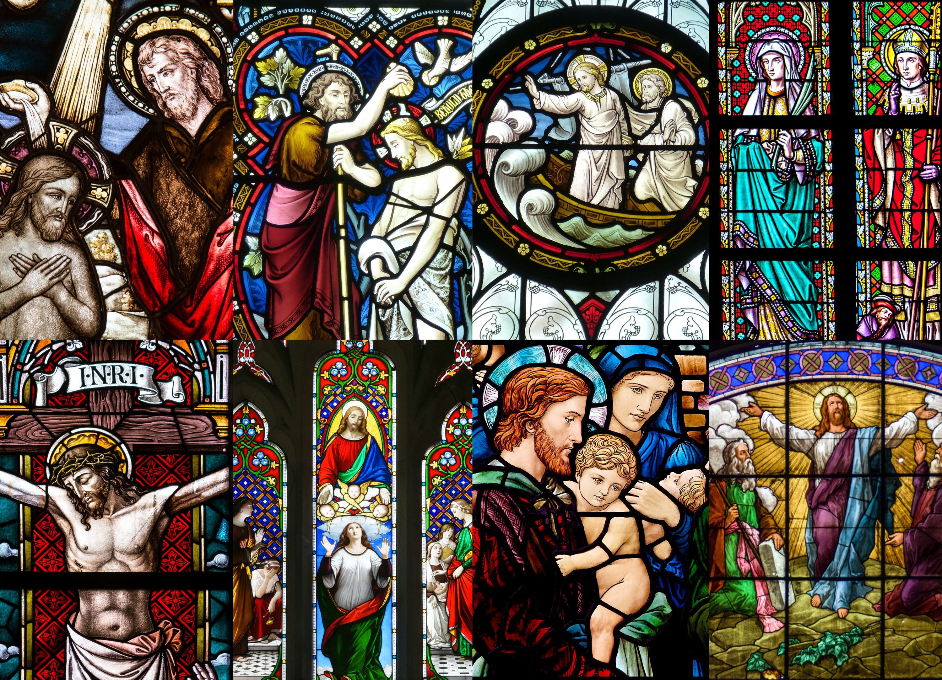 Lord Jigsaw Puzzle 1000 Piece featuring glass paintings of Jesus, showcasing unique puzzle pieces and premium quality.