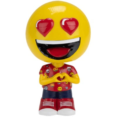 A vibrant Love Emoji® Bobblehead, 5 inches tall with a springy oversized head, perfect for collectors and emoji fans.
