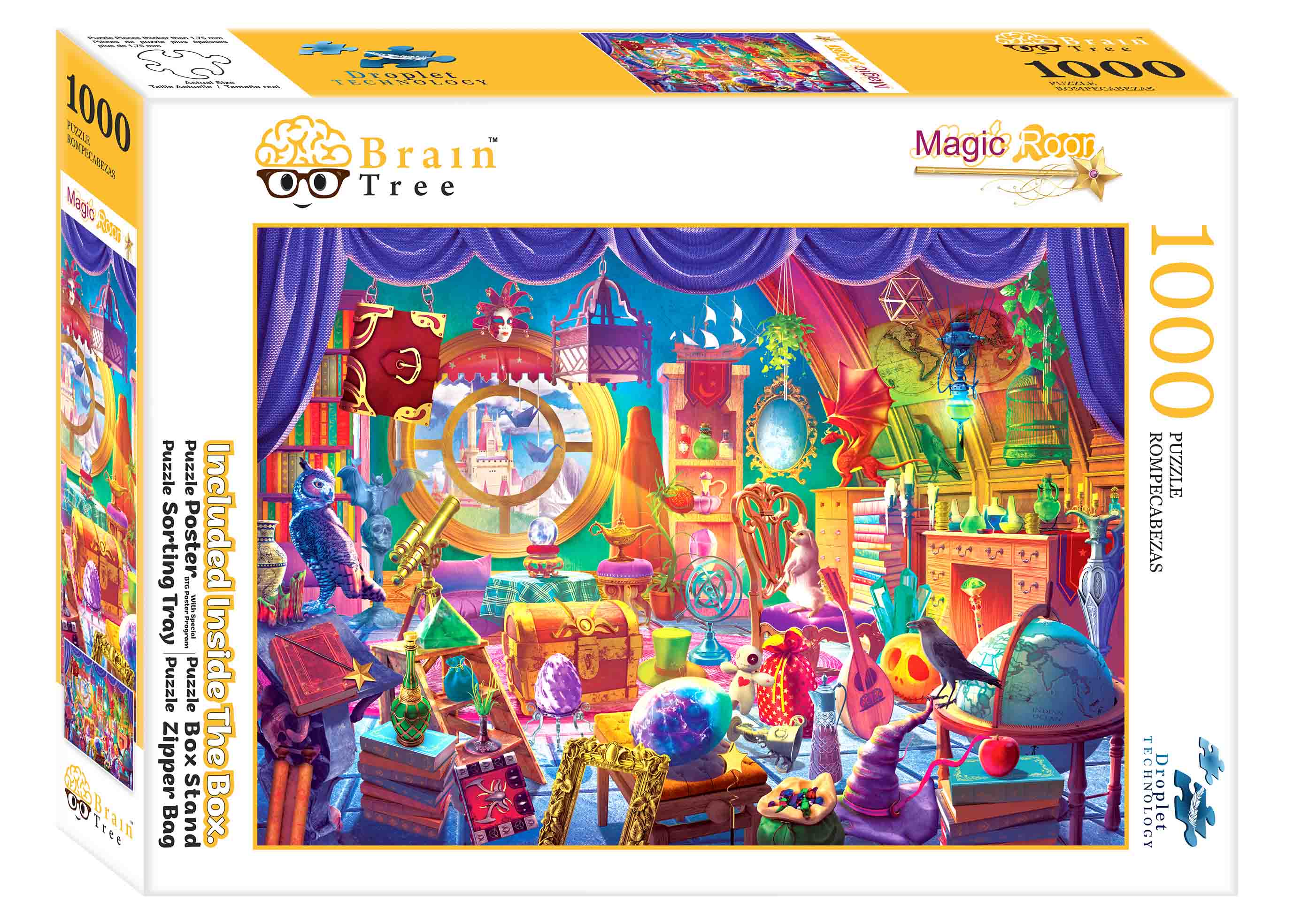 Magic Room Jigsaw Puzzle featuring 1000 unique pieces, showcasing vibrant colors and intricate designs for an enchanting puzzle experience.