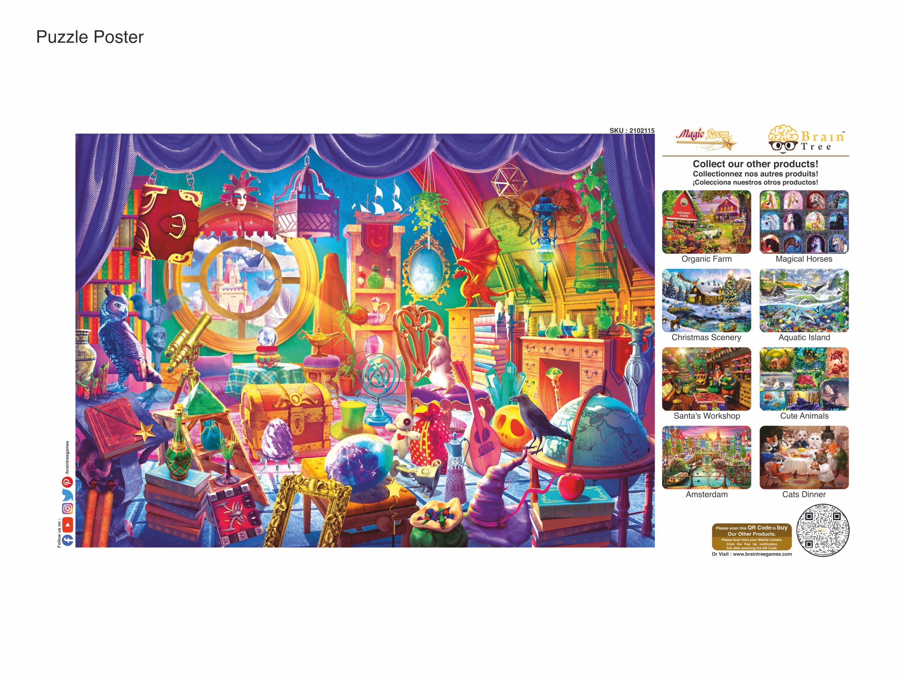 Magic Room Jigsaw Puzzle featuring 1000 unique pieces, showcasing vibrant colors and intricate designs for an enchanting puzzle experience.