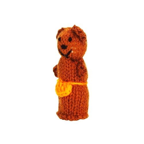 Mama Bear Finger Puppet made from eco-friendly materials, showcasing unique handmade craftsmanship with vibrant colors.