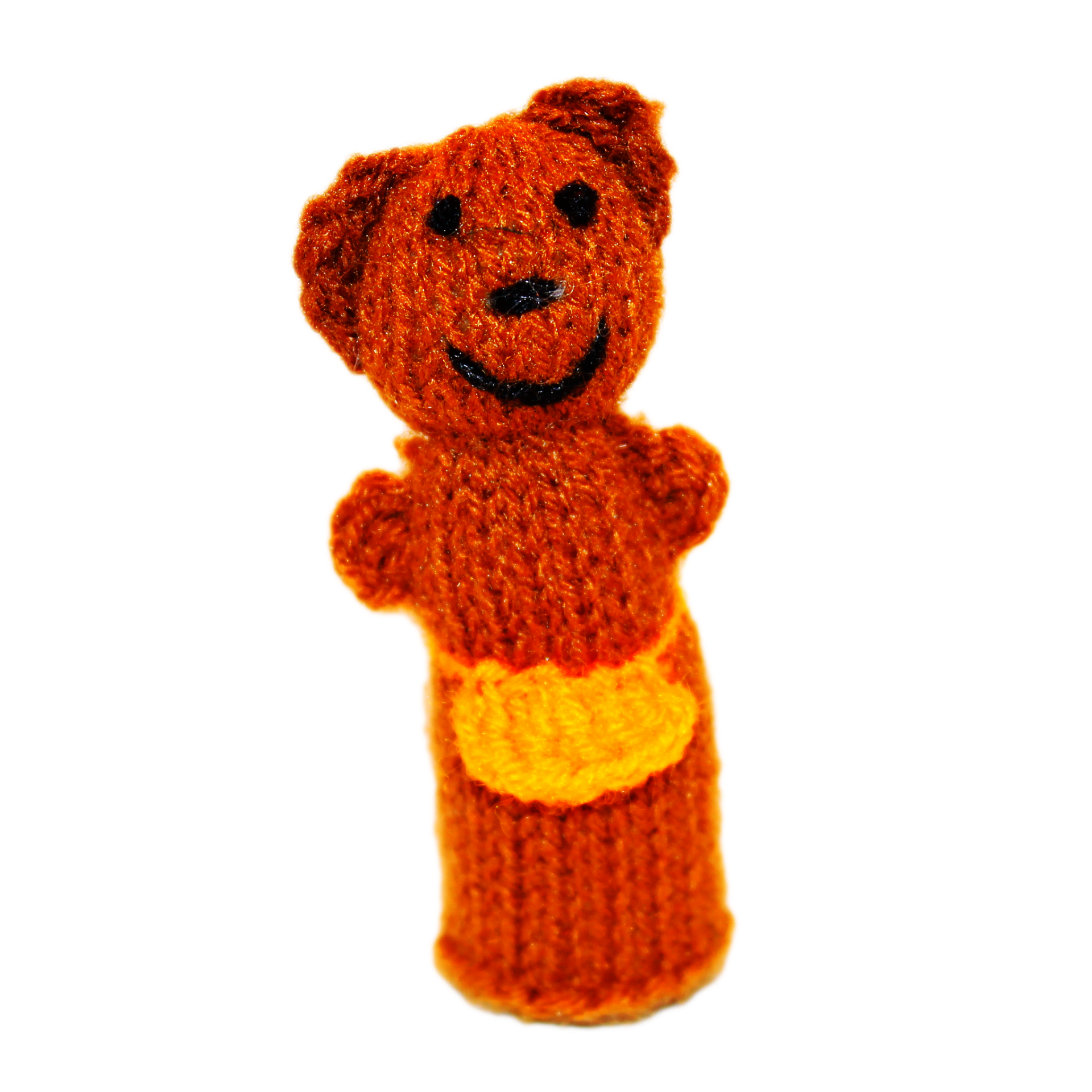 Mama Bear Finger Puppet made from eco-friendly materials, showcasing unique handmade craftsmanship with vibrant colors.